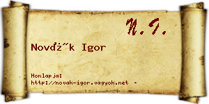 Novák Igor névjegykártya